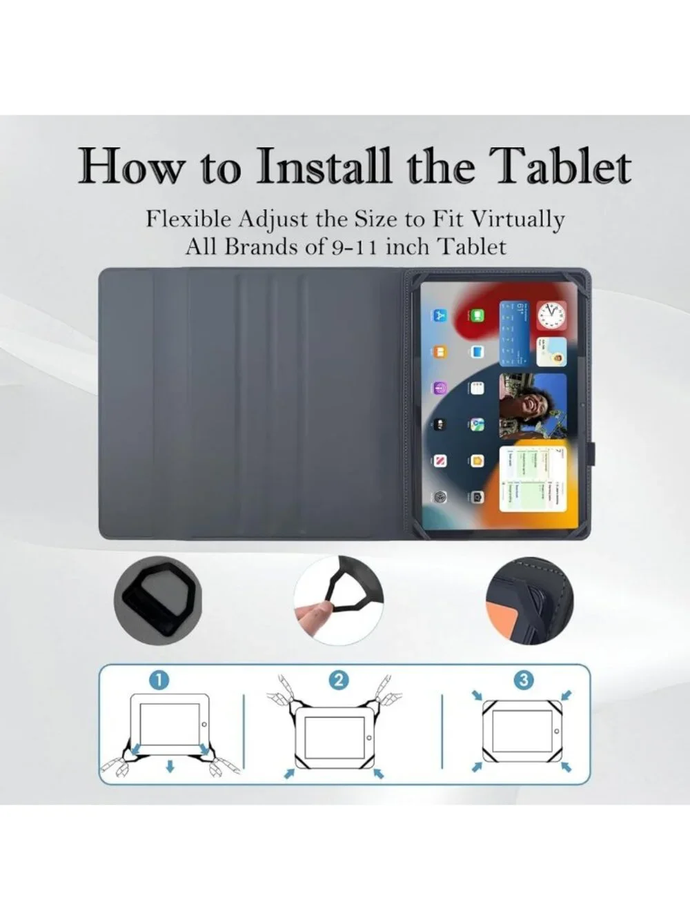 Universal Backlit Tablet Keyboard Case for 9-11” Tablets, Wireless Folio Cover